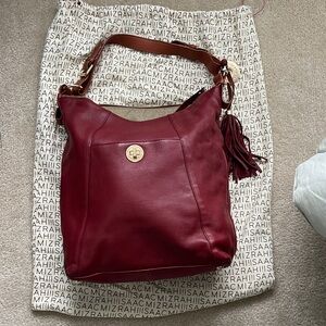 Isaac Mizrahi Burgundy Leather Hobo Bag